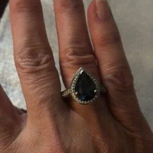 Pre owned ross simons blue sapphire and white sapphire ring. Size 7